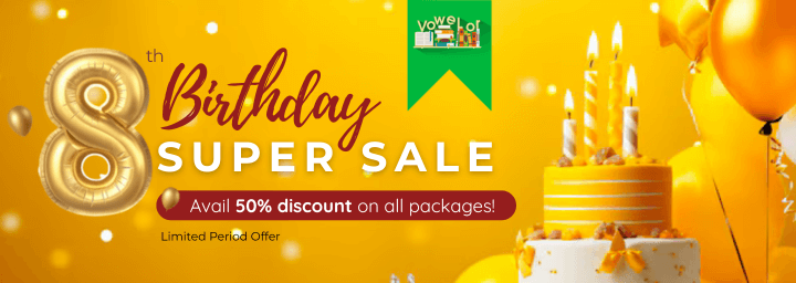 Vowelor Birthday Sale 50% off